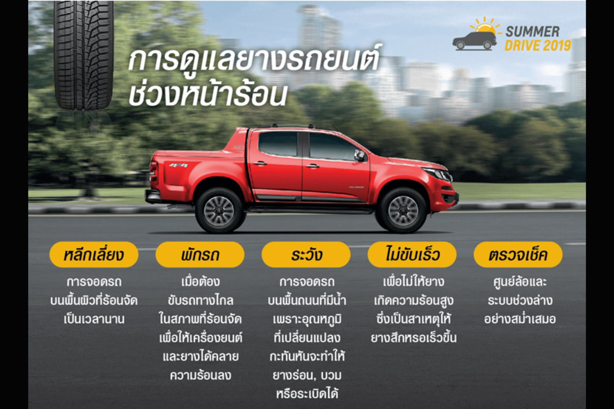 การดูแลยางรถยนต์ ช่วงหน้าร้อน