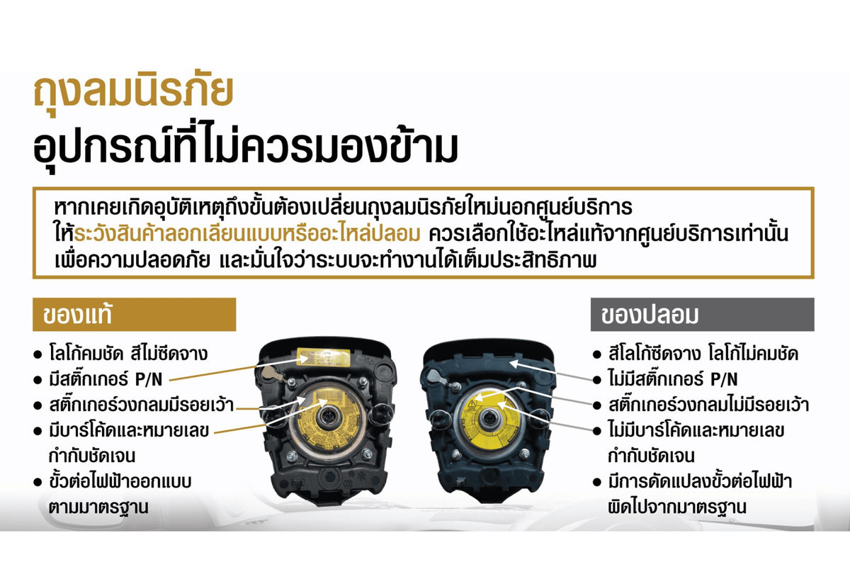 ถุงลมนิรภัย: วิธีสังเกตของแท้–ของปลอม